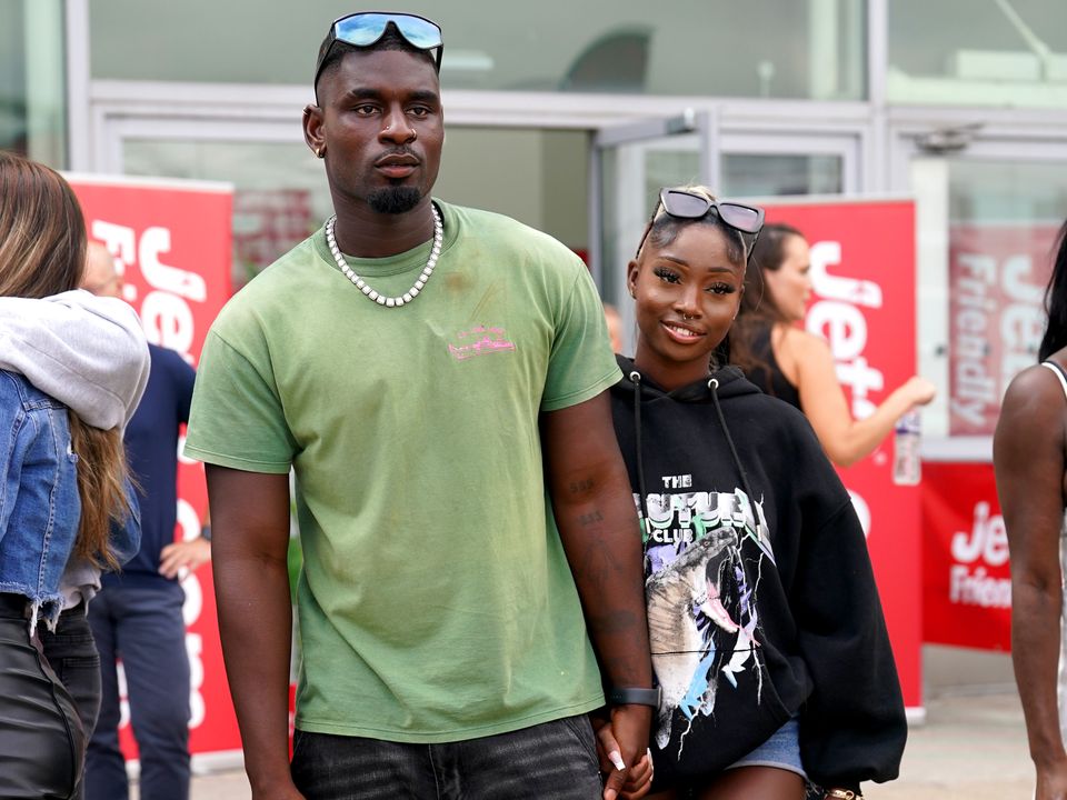 Love Island contestants Dami Hope and Indiyah Polack arrive at Stansted Airport