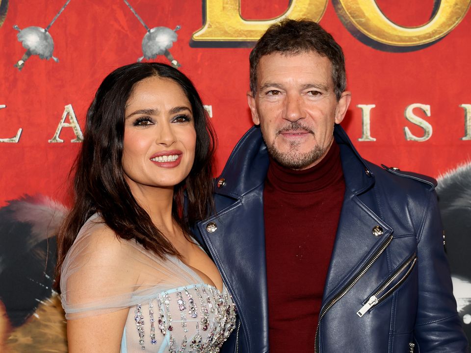 Salma at the premiere of Puss in Boots: The Last Wish with Antonio Banderas