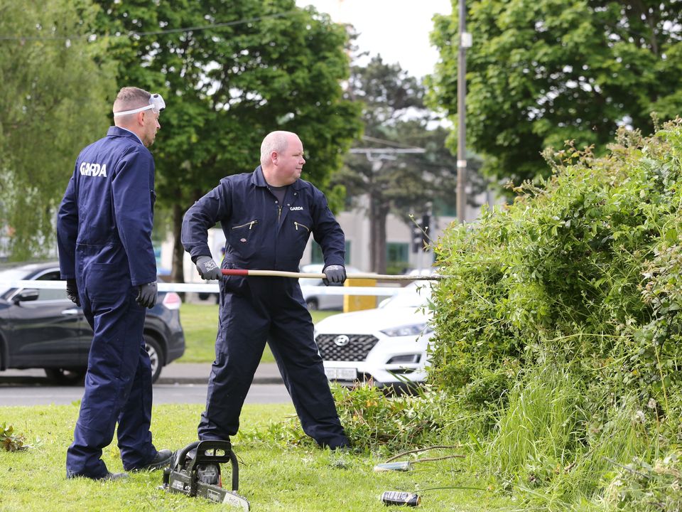 18/05/2023 Gardai search the scene on La Touche Road in Bluebell Dublin this morning.
A 17-year-old boy has suffered serious head injuries after an assault on La Touche Road in Bluebell yesterday evening.
Pic Gareth Chaney/Collins Photos