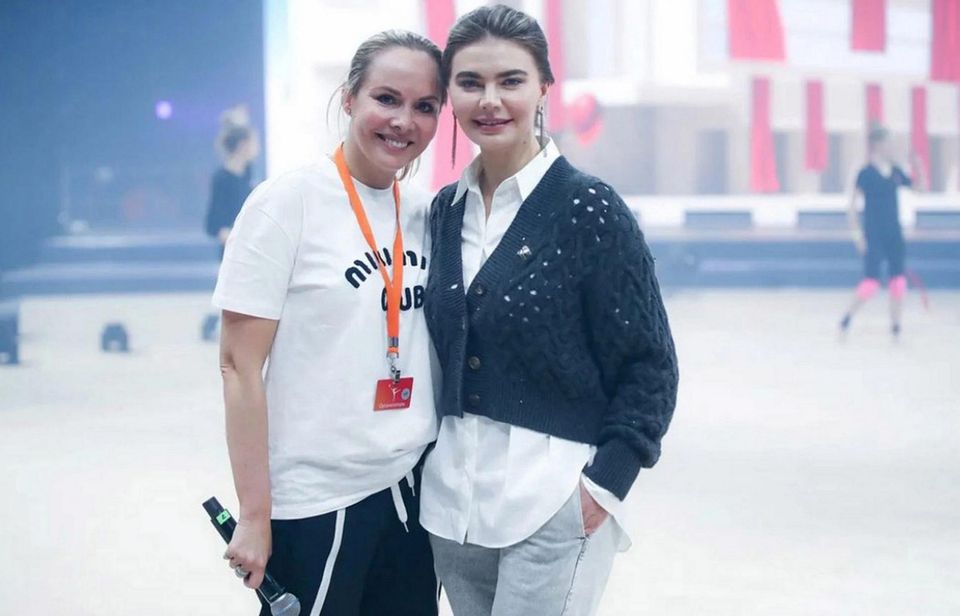 Alina Kabaeva, one of Russia’s most revered gymnasts, poses with Ekaterina Sirotina.