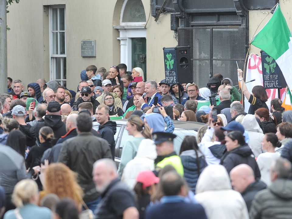 A group at the St. Joseph's Laundry, Seatown Place on Sunday afternoon. Photo: Aidan Dullaghan/Newspics