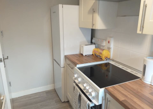 The flat came with a cooker, hob and fridge