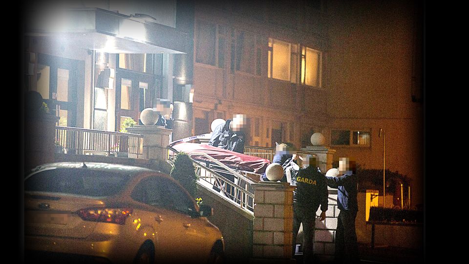 David Byrne's remains being removed from the Regency Hotel