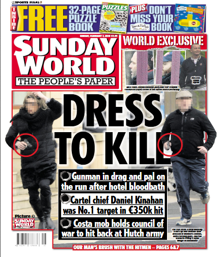 Sunday World front page with exclusive photo