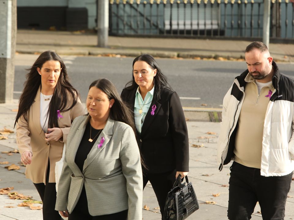 Amadea McDermott's siblings: Eucharia, Euphrasia, Olivia and brother Zack at the Criminal Courts of Justice. Photo: Collins Courts