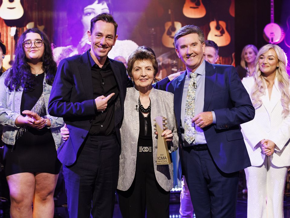 Irish Country Music legend Margo was inducted into the Irish Country Music Hall of Fame on The Late Late Country Music Special pictured with host Ryan Tubridy and her brother Daniel O’Donnell. Picture Andres Poveda