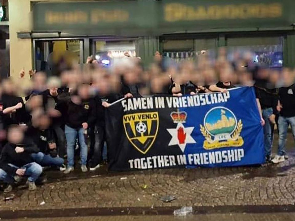 Linfield and Dutch fans together in Belfast before the League Cup final earlier this month