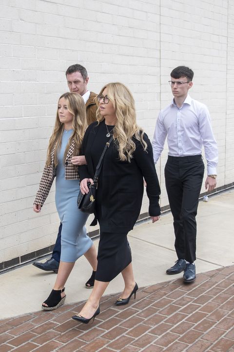 Jason Corbett’s  children, Jack and Sarah, with his sister Tracey Corbett-Lynch and her husband Dave arrive for the court hearing in North Carolina.  Photo: Scott Pelkey / Acme News