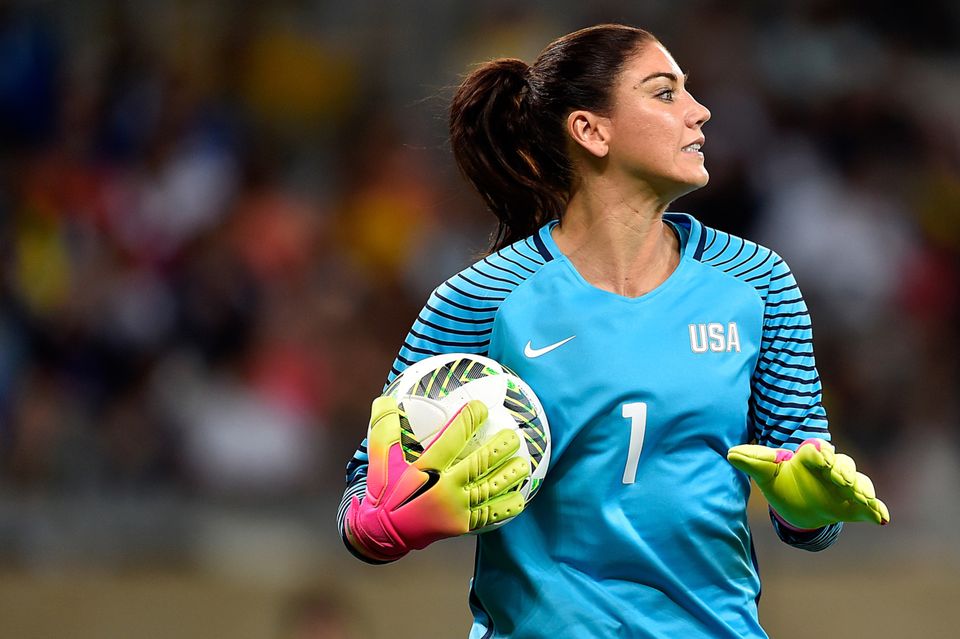 Hope Solo of the United States looks on during a match between the United States and New Zealand (Photo by Pedro Vilela/Getty Images)
