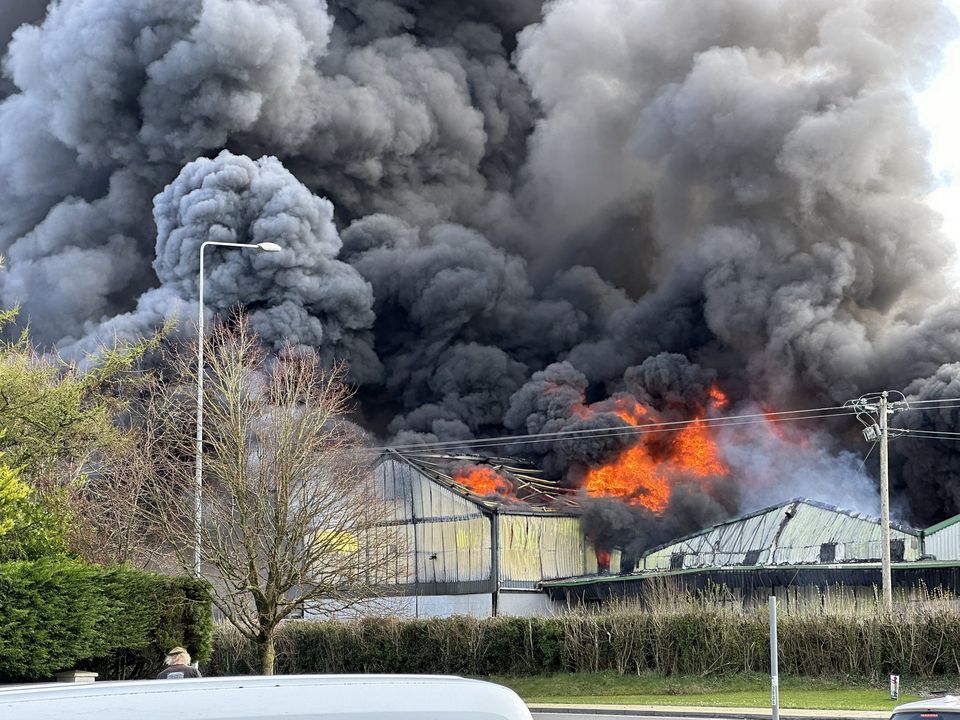 The fire at the Culcita plant near New Ross, Co Wexford. Photo: Cian Foley