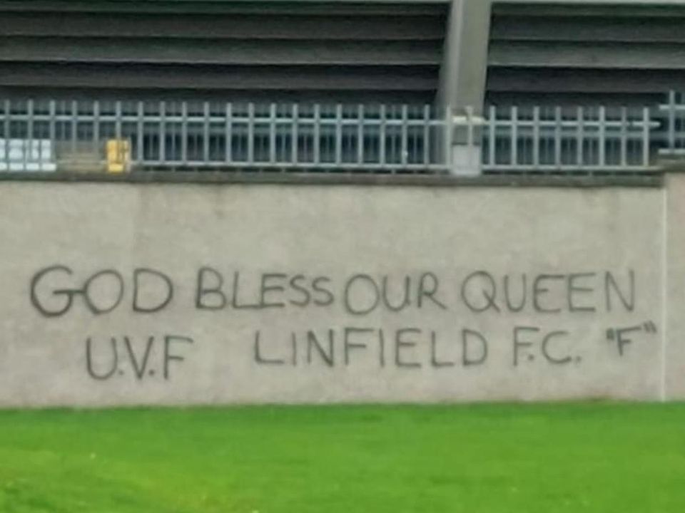 Sectarian graffiti at Tallaght Stadium, Dublin.