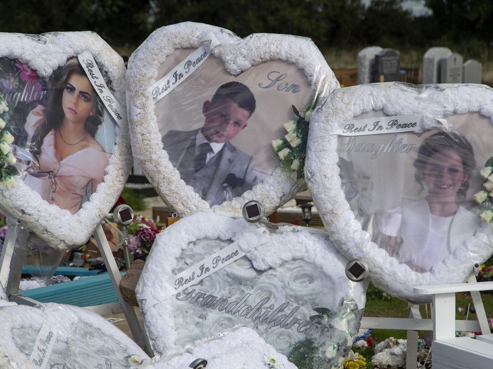 Images left on the grave of  twins, Christy and Chelsea Cawley and their older sister Lisa Cash. Photo: Collins