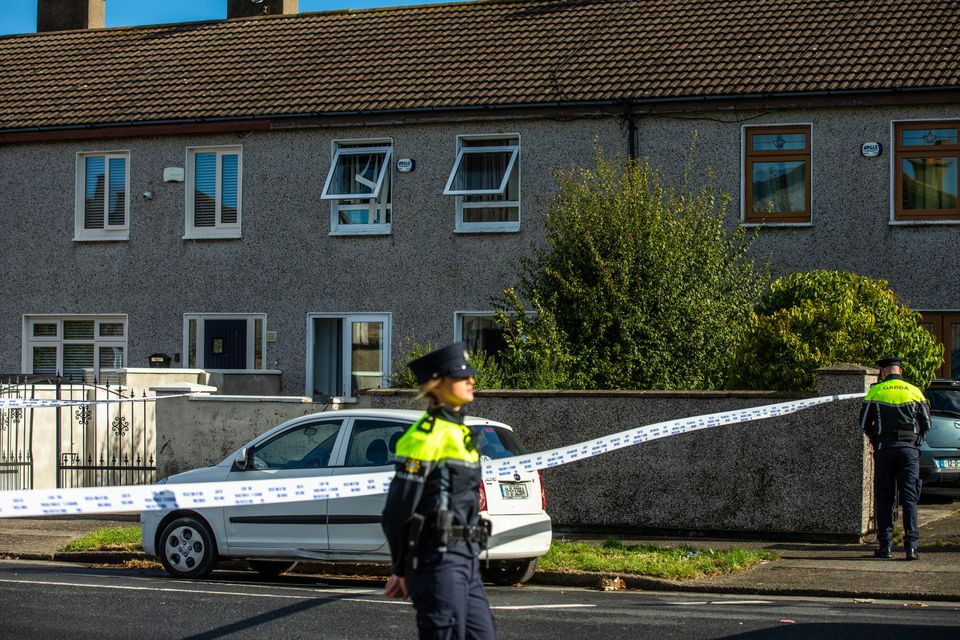 Gardaí at the scene in the Rossfield Estate, Tallaght. Photo: Mark Condren