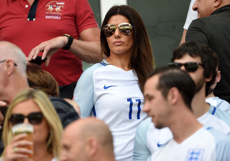 Rebekah Vardy in the stands during an England match at the Euros in 2016 (Joe Giddens/PA)