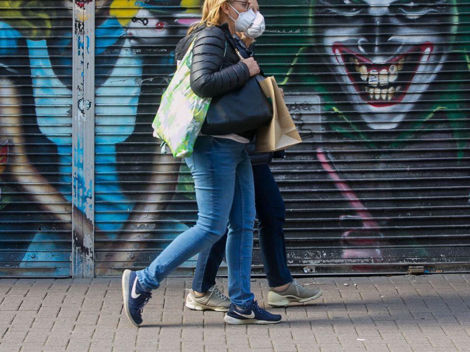 Shoppers wearing masks in Dublin