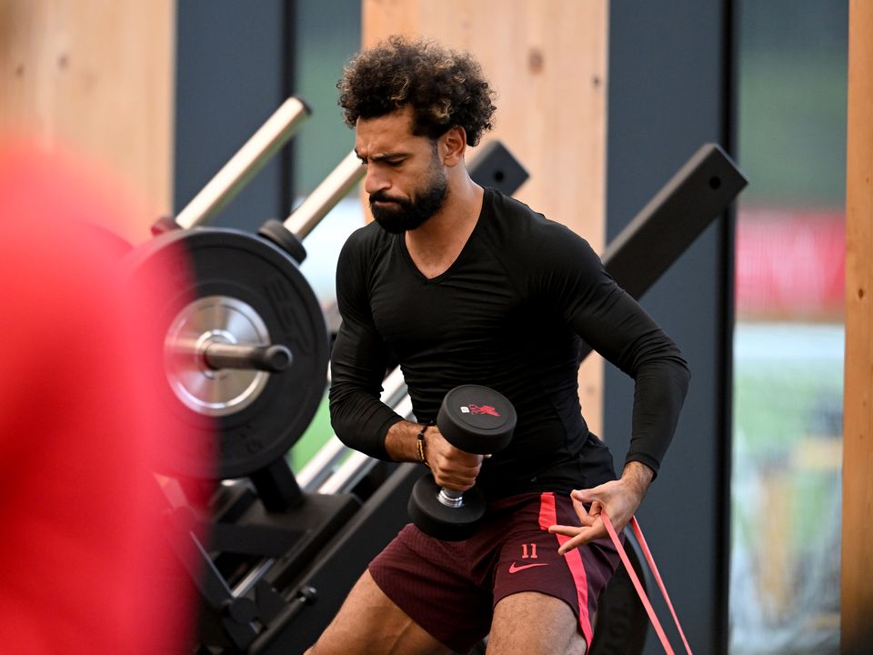 Mohamed Salah of Liverpool getting ready for the Premier League restart. Photo: Andrew Powell/Liverpool FC via Getty Images