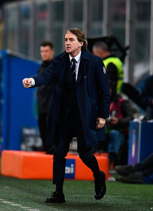 Head coach of Italy Roberto Mancini reacts during the 2022 FIFA World Cup Qualifier knockout round play-off match between Italy and North Macedonia at Stadio Comunale Renzo Barbera. Photo: Claudio Villa/Getty Images