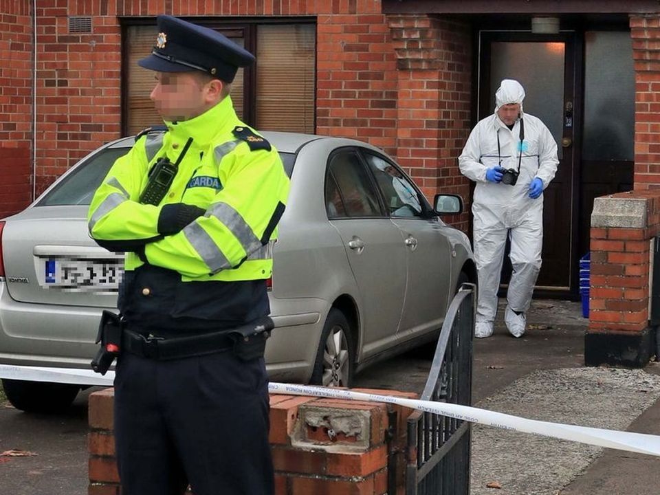 Gardaí at the shooting scene in Parslickstown