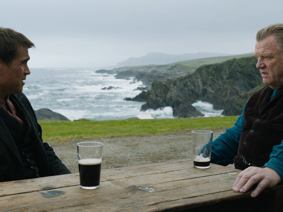 Colin Farrell as Padraic and Brendan Gleeson as Colm in the Banshees of Inisherin