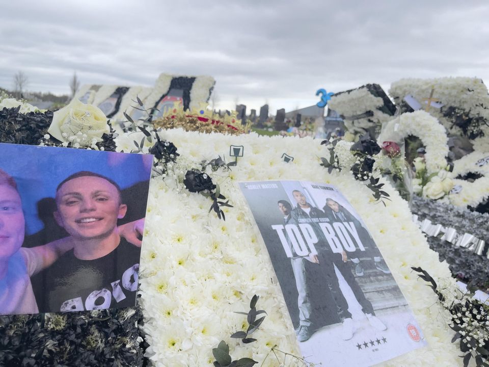 A poster for Top Boy on James Whelan's grave