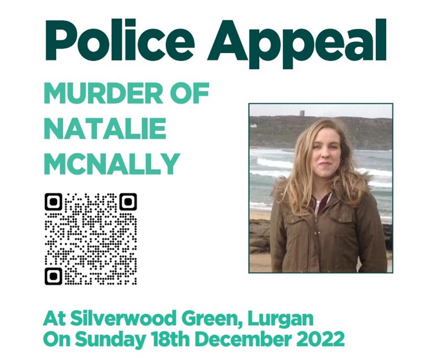 A PSNI leaflet appealing for help in catching Natalie McNally's killer