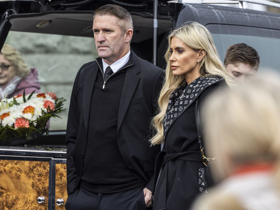 Robbie Keane and wife Claudine at the funeral. Photo: Fergal Phillips