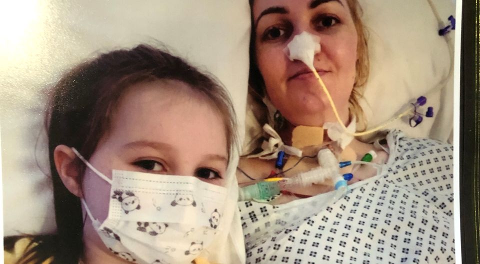 Sinead Connolly is visited in hospital by her daughter in a photo shown in court as she gave her victim impact statement