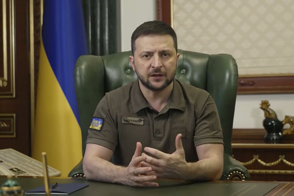 Volodymyr Zelensky said Eurovision will one day be hosted in Mariupol, the city currently besieged by Russian forces (AP)