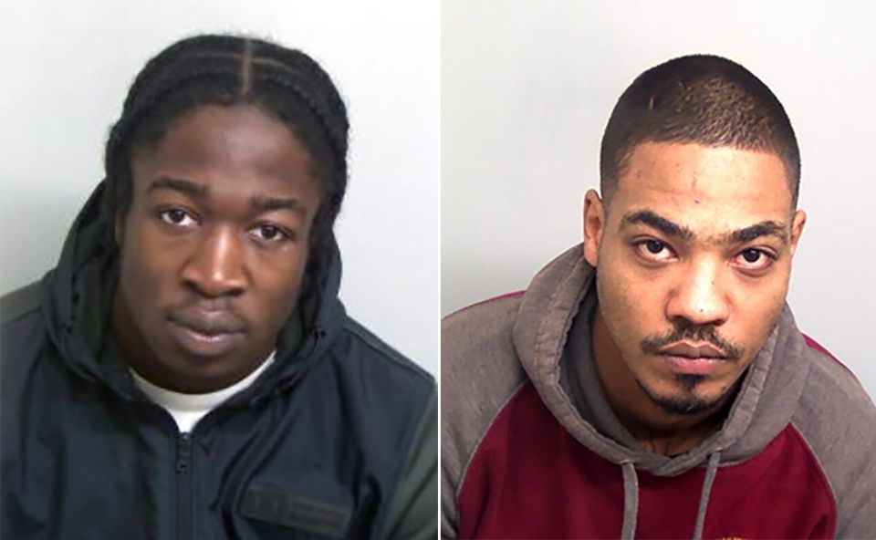 Xavion Benson on the left; rapper jailed under the Modern Slavery Act. Ryan Arrowsmith on the right, jailed for drug offences.