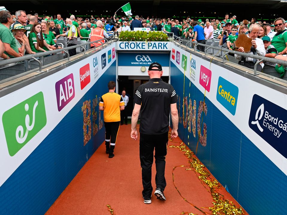 Kilkenny manager Brian Cody walks down the tunnel after his side's defeat to Limerick in the All-Ireland SHC final. Photo by Harry Murphy/Sportsfile
