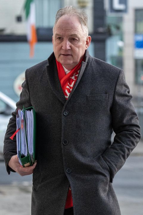 Brendan Grehan SC, counsel for Gerry Hutch, arrives at the Special Criminal Court before cross-examining state's witness Jonathan Dowdall. Photo: Collins Courts