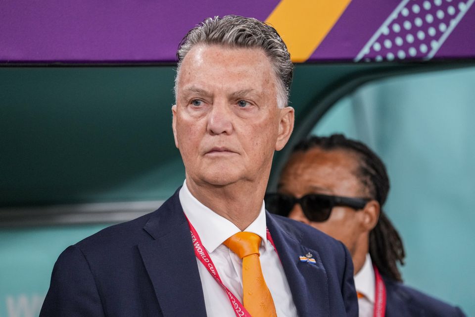 Head coach Louis van Gaal of the Netherlands looks on prior the World Cup, group A soccer match between Senegal and Netherlands at the Al Thumama Stadium in Doha, Qatar, Monday, Nov. 21, 2022. (AP Photo/Luca Bruno)