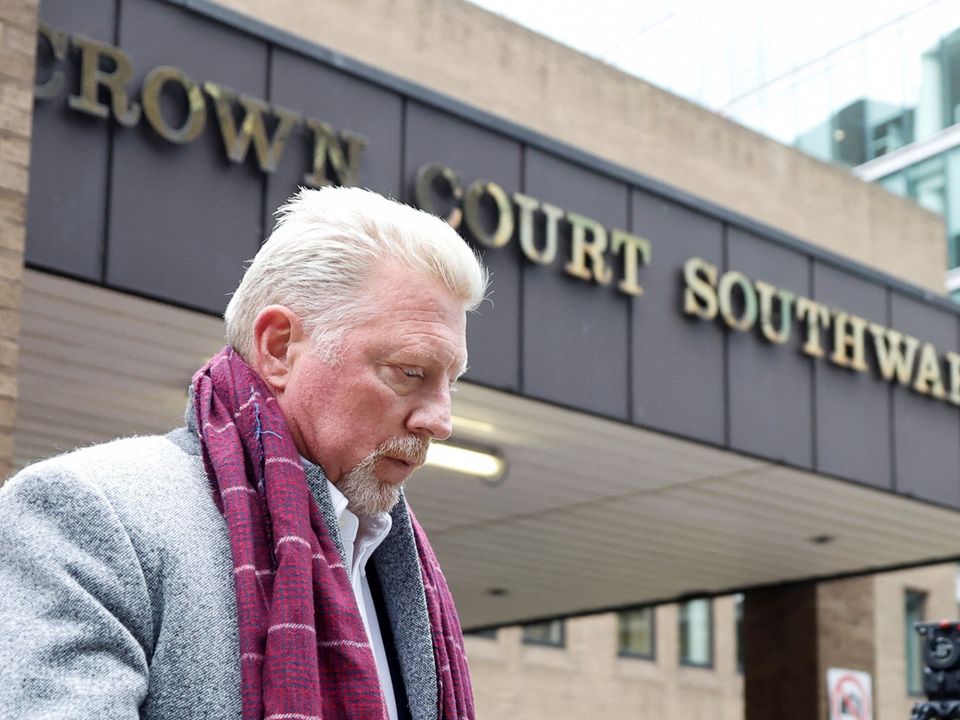 Former tennis player Boris Becker leaves after his bankruptcy offences trial at Southwark Crown Court in London, Britain, April 8, 2022. REUTERS/Peter Cziborra