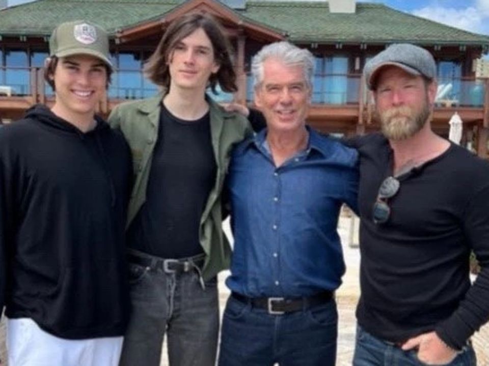 Pierce Brosnan with his sons Paris, Dylan and Sean
