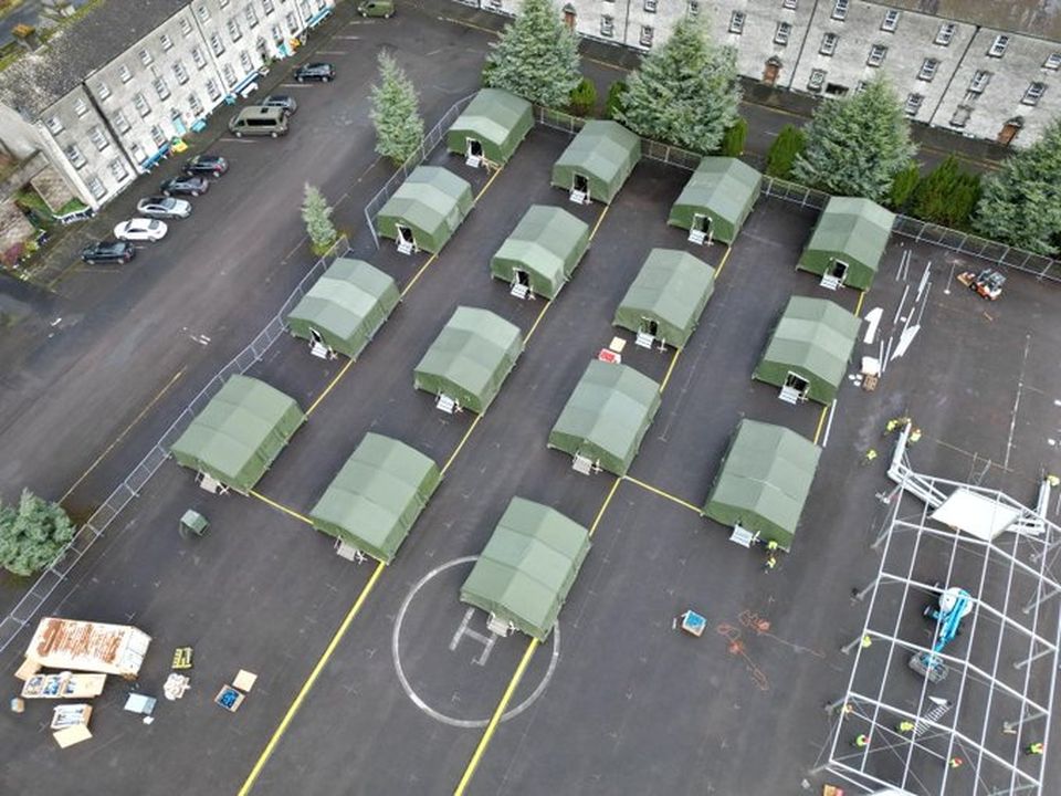 The tents have been erected in Columb Barracks in Mullingar.