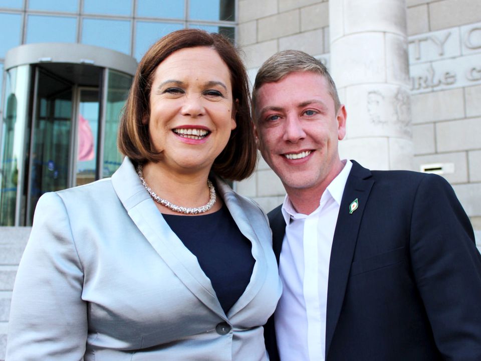Sinn Féin leader Mary Lou McDonald with former councillor Jonathan Dowdall