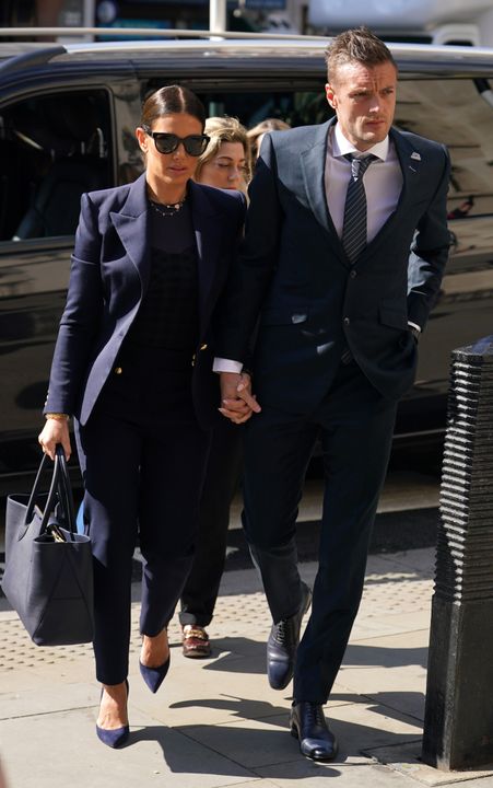 Rebekah and Jamie Vardy arrive at the Royal Courts Of Justice, London, on Tuesday (Yui Mok/PA)