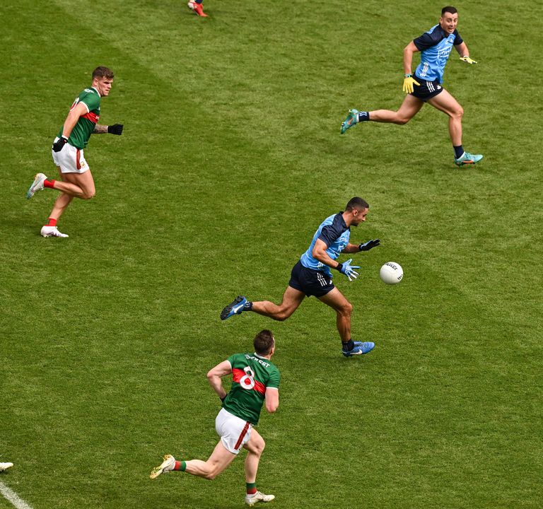 James McCarthy powers away from the Mayo cover