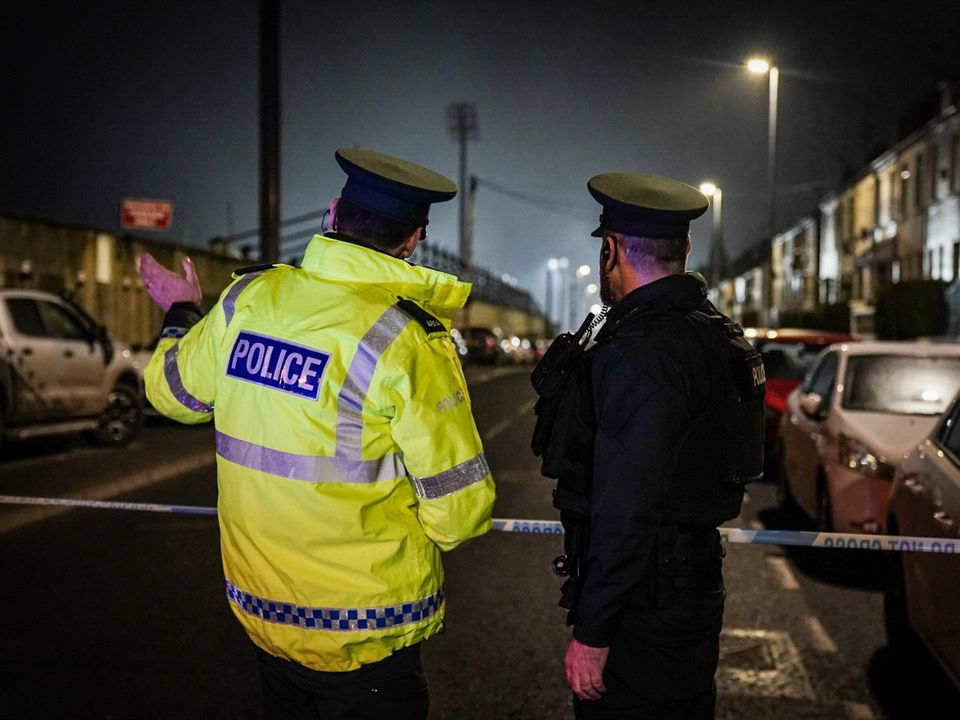 Police cordoned off a section of the Lone Moor Road close to Derry City FC's Brandywell Stadium. Pic: Aodhán Roberts