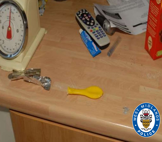 A picture shown to the jury of a kitchen work surface at Hakeem’s Birmingham home. (West Midlands Police/PA)