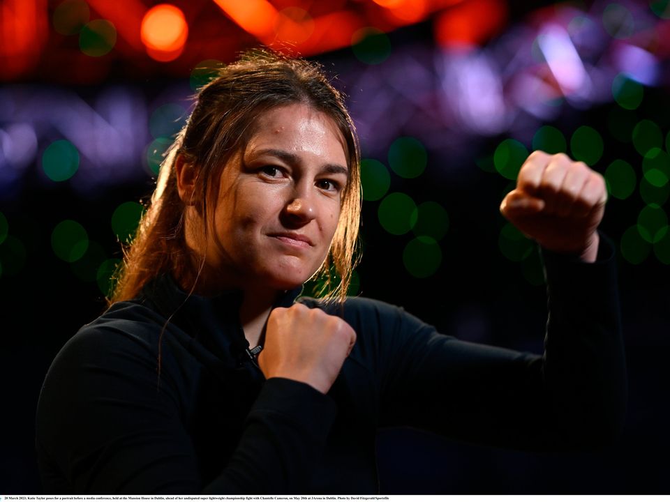 Katie Taylor will step up in weight class when she takes on Chantelle Cameron for the light-welterweight world title in Dublin's 3Arena on May 20. Photo: David Fitzgerald/Sportsfile