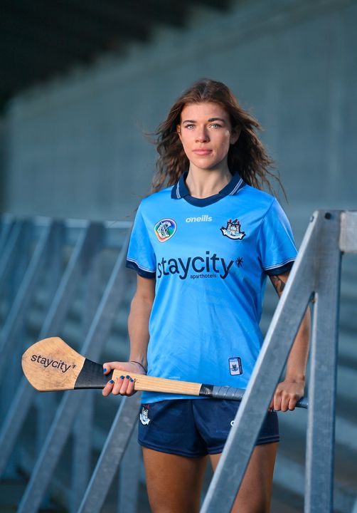 Camogie player Emma O'Byrne in the new jersey. Pic: Sportsfile