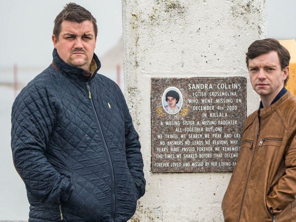 David and Patrick Collins at the pier in Killala, Co Mayo, where their sister Sandra Collins disappeared in 2000