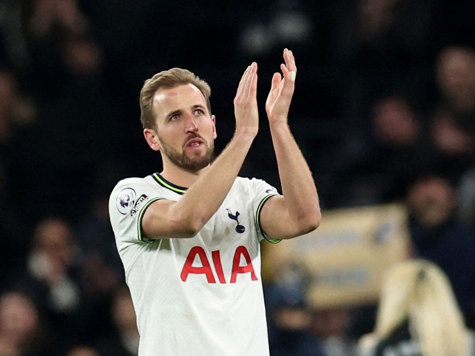 Harry Kane celebrates after the win over Manchester City which saw him become Tottenham Hotspur's all-time top goalscorer. Photo: David Klein/Reuters