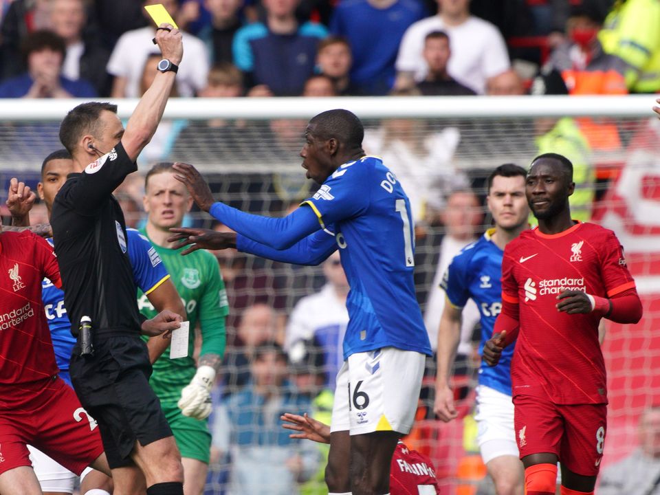 Everton were not happy with Stuart Attwell’s display (Peter Byrne/PA)