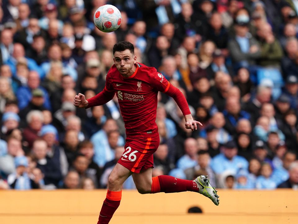 Liverpool defender Andy Robertson insists there has been no quadruple talk among the players (Martin Rickett/PA)