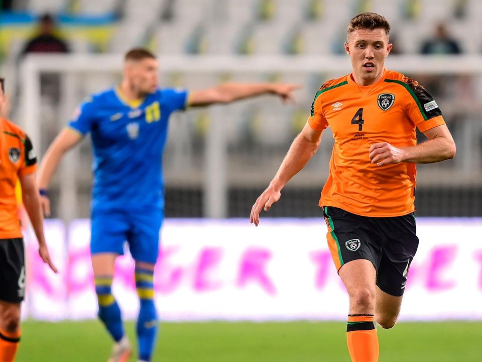 The Republic of Ireland's Dara O'Shea during the Nations League B Group 1 match against Ukraine at the LKS Stadium in Lodz, Poland. Photo: Stephen McCarthy/Sportsfile