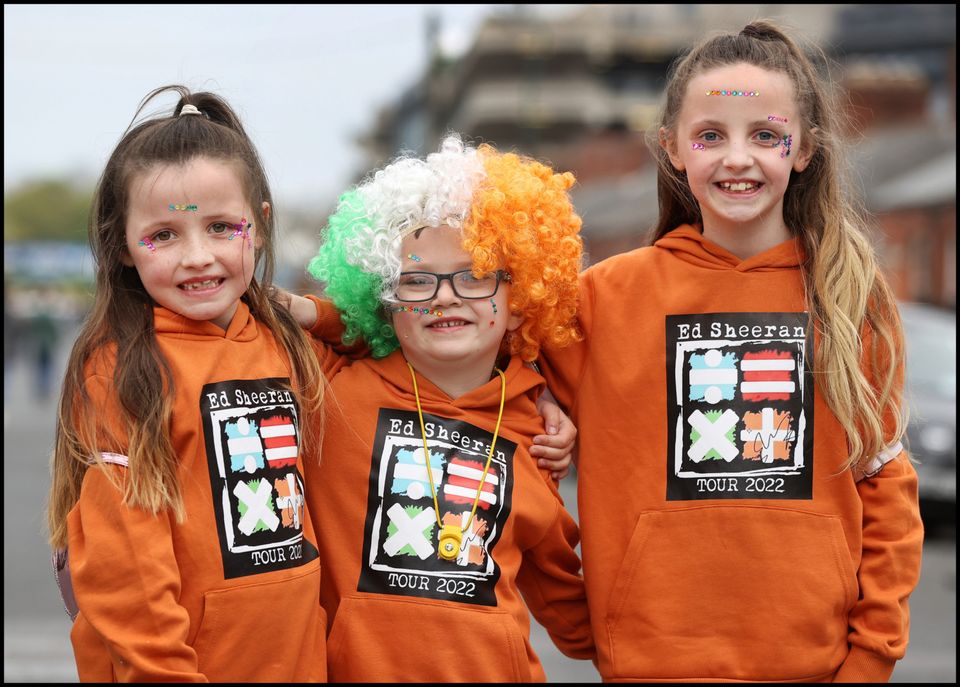 Cousins Alli Mai Norris (eight), Ollie Foran (five) and Ava Rose Norris (10) from Clonmel, Co Tipperary,at Croke Park