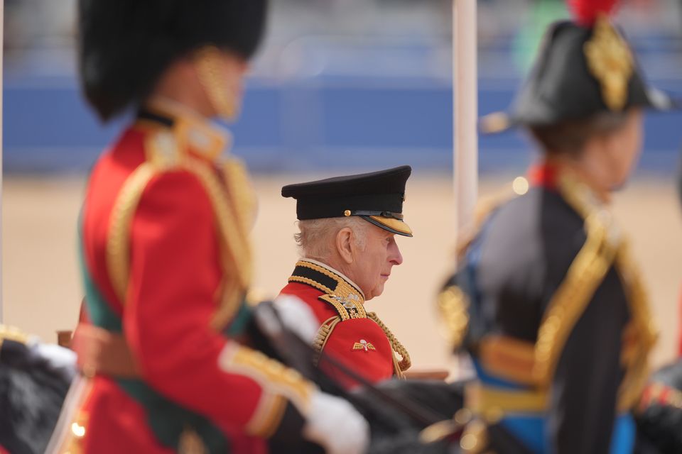 King Charles during the Trooping the Colour ceremony at Horse Guards Parade (Yui Mok/PA)