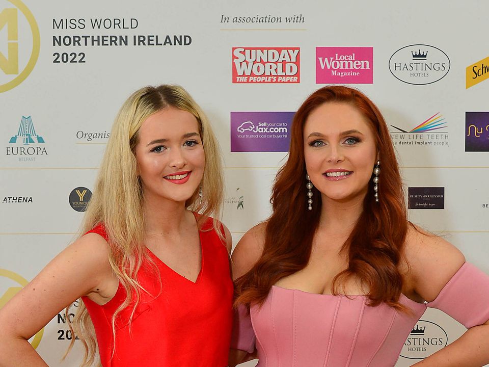 Miss Northern Ireland finalist Anna Robinson (18) from Moneyreagh and Sarah Maguire (26) from Armagh pictured in the Europa Hotel in Belfast. Picture By: Arthur Allison/Pacemaker Press.